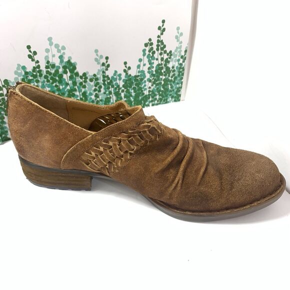 Born Brown Suede Leather Stacked Heel Ankle Booties Size 8M Womens - Picture 14 of 16